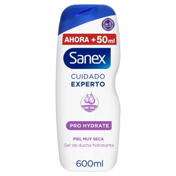 Gel de ducha hidratante piel muy seca Pro Hydrate Cuidado Experto Sanex 600 ml.