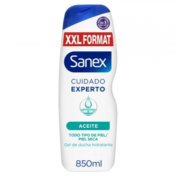 Gel de ducha hidratante piel seca Aceite Cuidado Experto Sanex 900 ml.