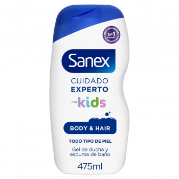Gel y champú de ducha para niños Cuidado Experto Sanex 475 ml.