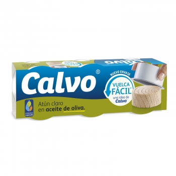 Atún claro en aceite de oliva Calvo pack de 3 unidades de 52 g.