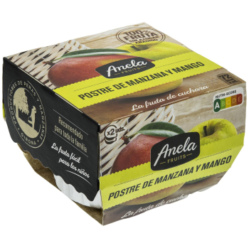Postre de manzana y mango Anela Fruits sin azúcar añadido pack de 2 unidades de 100 g. 2 x 100 g