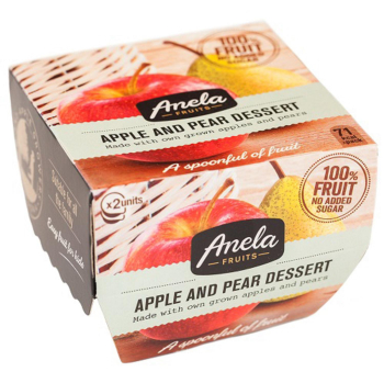 Postre de manzana y pera sin azúcar añadido Anela Fruits pack de 2 unidades de 100 g. 2 x 100 g