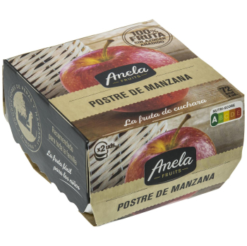 Postre de manzana Anela Fruits sin azúcar añadido pack de 2 unidades de 100 g. 2 x 100 g