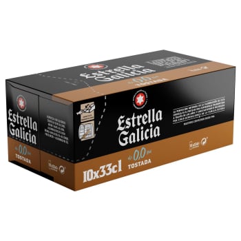 Cerveza tostada Estrella Galicia 0,0 alcohol pack 10 latas de 33 cl.