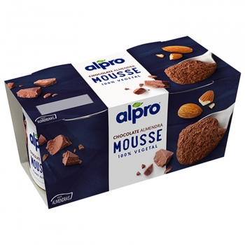 Mousse de chocolate con almendras Alpro sin gluten sin lactosa pack de 2 unidades de 70 g.