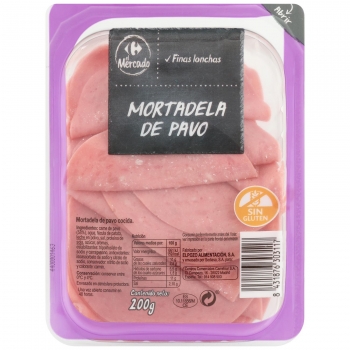 Mortadela de Pavo en finas lonchas Carrefour El Mercado sin gluten 200 g