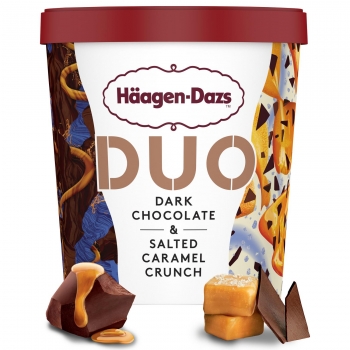 Helado de chocolate negro y caramelo salado Duo Häagen Dazs sin gluten 420 ml.