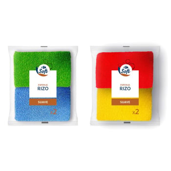 Esponja de baño rizo suave Soft Carrefour 2 ud.