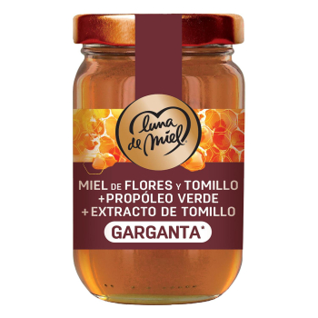 Miel de flores y tomillo con propóleo verde Luna de Miel Garganta 180 g.