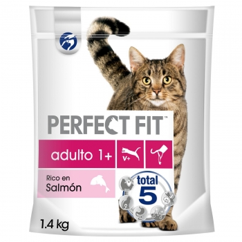 Pienso esterilizado de salmón para gatos Perfect Fit 1,4 kg.