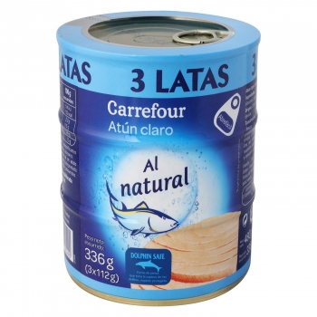 Atún claro al natural Carrefour pack de 3 latas de 104 g.