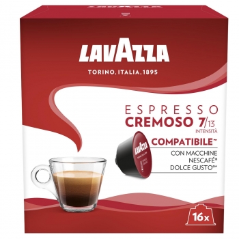 Cafés espresso cremoso en cápsulas Lavazza compatible con Nescadé Dolce Gusto 16 ud.