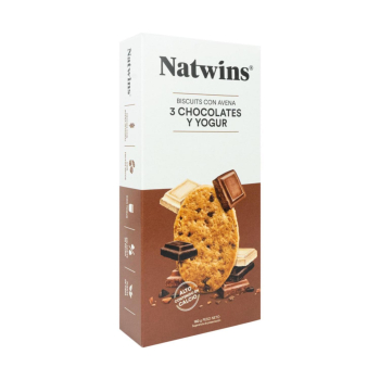 Biscuist de avena con tres chocolates y yogurt Natwins 160 g.