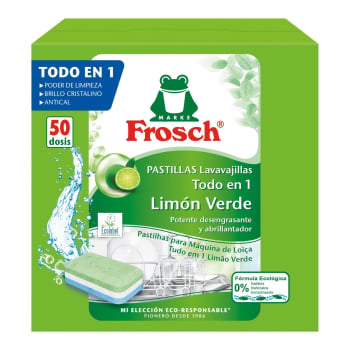 Lavavajillas a máquina en pastillas limón verde ecológico Frosch 50 ud.
