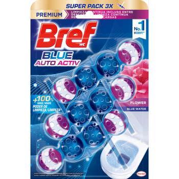 Colgador WC floral Bref Blue Auto Activ 3 ud.