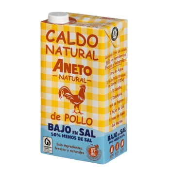 Caldo natural de pollo bajo en sal Aneto sin gluten y sin lactosa 1 l.