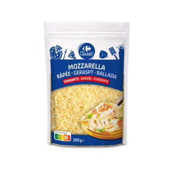 Queso mozzarella rallado Carrefour 200 g.