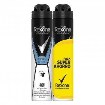 Desodorante en spray para hombre crystal Rexona pack de 2 unidades de 200 ml.