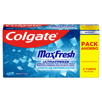 Dentífrico cristales refrescantes MaxFresh Colgate pack 2 unidades 75 ml.