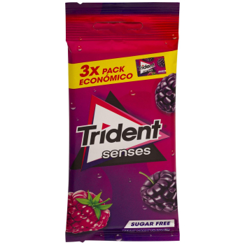 Chicles sabor frutos rojos Trident sin azúcar pack de 3 unidades de 23 g. 3 x 23 g