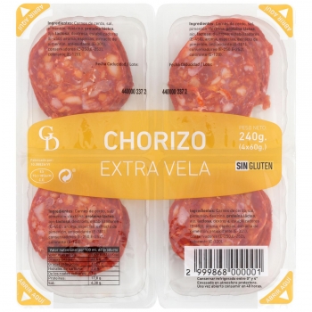 Chorizo Extra en lonchas GD sin gluten 4x60 g