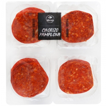 Chorizo extra de Pamplona en lonchas Carrefour El Mercado pack de 4 unidades de 60 g