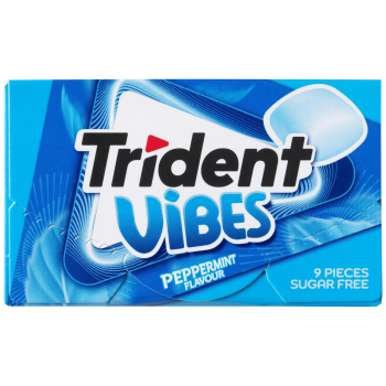 Chicles sabor menta Trident Vibes sin azúcar 21 g.