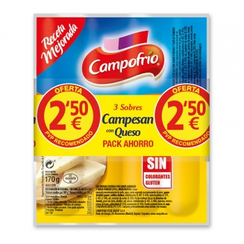 Salchichas campesan Campofrío sin gluten pack de 3 unidades de 170 g.