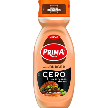 Salsa burguer Zero Prima sin gluten y sin azúcar añadido envase 260 g.
