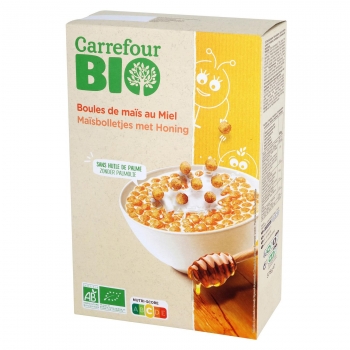 Cereales bolas con miel ecológico Carrefour Bio 375 g.