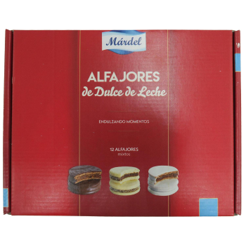 Surtido de alfajores de dulce de leche Mardel estuche 720 g.
