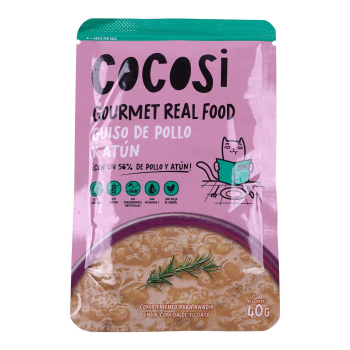 Guiso de pollo y atún para gatos Cocosi 40 g.