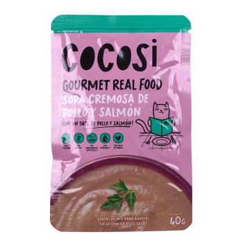 Sopa de pollo y salmón para gato Cocosi 40 g.