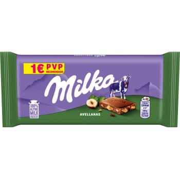 Chocolate con leche y avellanas Milka 45 g.