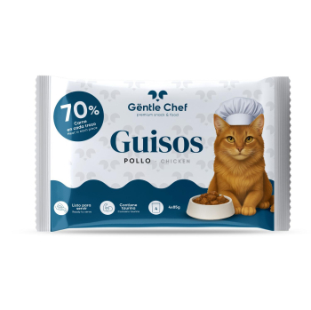Comida húmeda guiso de pollo para gatos adultos Gentle Chef 4 sobres de 85 g. 4 x 85 g