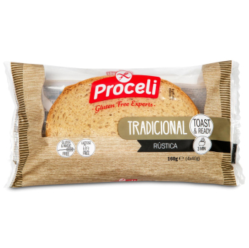 Pan tradicional Proceli sin gluten sin lactosa 160 g.