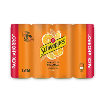 Schweppes de naranja pack de 8 latas 33 cl. 8 x 33 cl