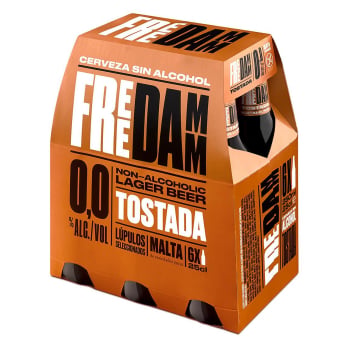 Cerveza tostada Free Damm 0,0 alcohol sin gluten pack 6 botellas 25 cl. 6 x 25 cl