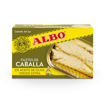 Filetes de caballa del sur en aceite de oliva virgen extra Albo 85 g.