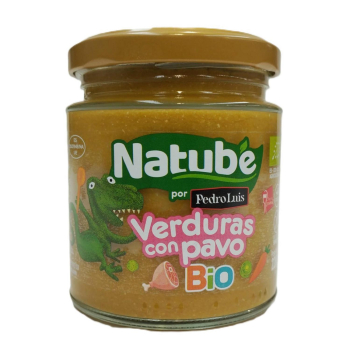 Tarrito de verduras con pavo ecológico Natube sin gluten 220 g.