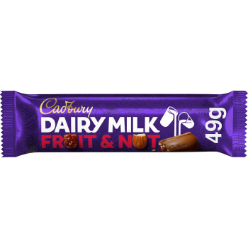 Barrita de chocolate con leche, avellanas y pasas dairy milk Cadbury 49 g.