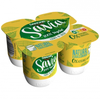 Preparado de soja natural edulcorado sin azúcar añadido  Danone Savia pack de 4 unidades de 120 g.