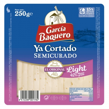 Queso semicurado light ya cortado García Baquero cuña 250 g