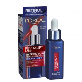 Sérum facial de noche con retinol puro para arrugas profundas Revitalift Laser L'oréal Paris 30 ml. 