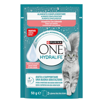Alimento complementario microbioma intestinal con salmón para gato Purina One Hydralife 50 g