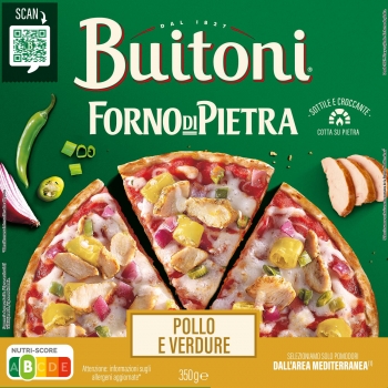 Pizza de pollo y verduras fina y crujiente Forno di Pietra Buitoni 350 g.