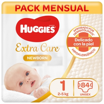 Pañales extra care Huggies T1 (2-5 kg)  84 ud.