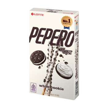 Palitos de galleta cubiertos de chocolate blanco con trozos de galleta Lotte Pepero 32 g.