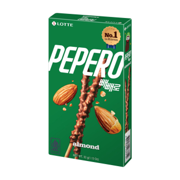 Galletas en forma de palitos cubiertas de chocolate con almendras Lotte Pepero 32 g.
