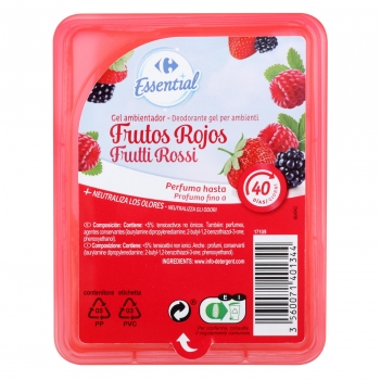 Ambientador en gel frutos rojos Essential Carrefour 1 ud.